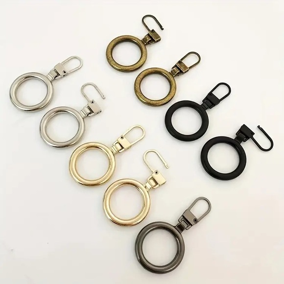 5pc Assorted Metal Zipper Pulls - Rings - Picture 4 of 5